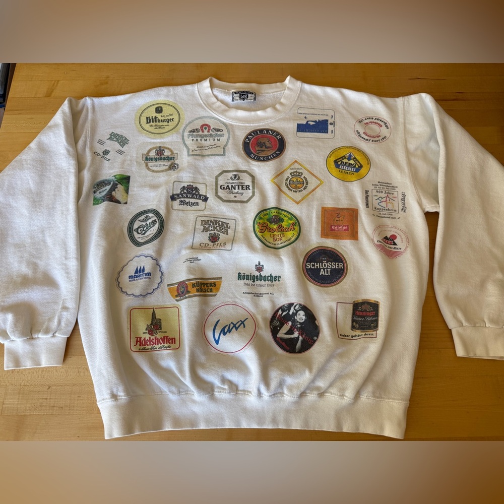 Vintage 🍺🇩🇪German Beer Deutsche Bierdeckel Sweatshirt Mens XL Crewneck 1980s